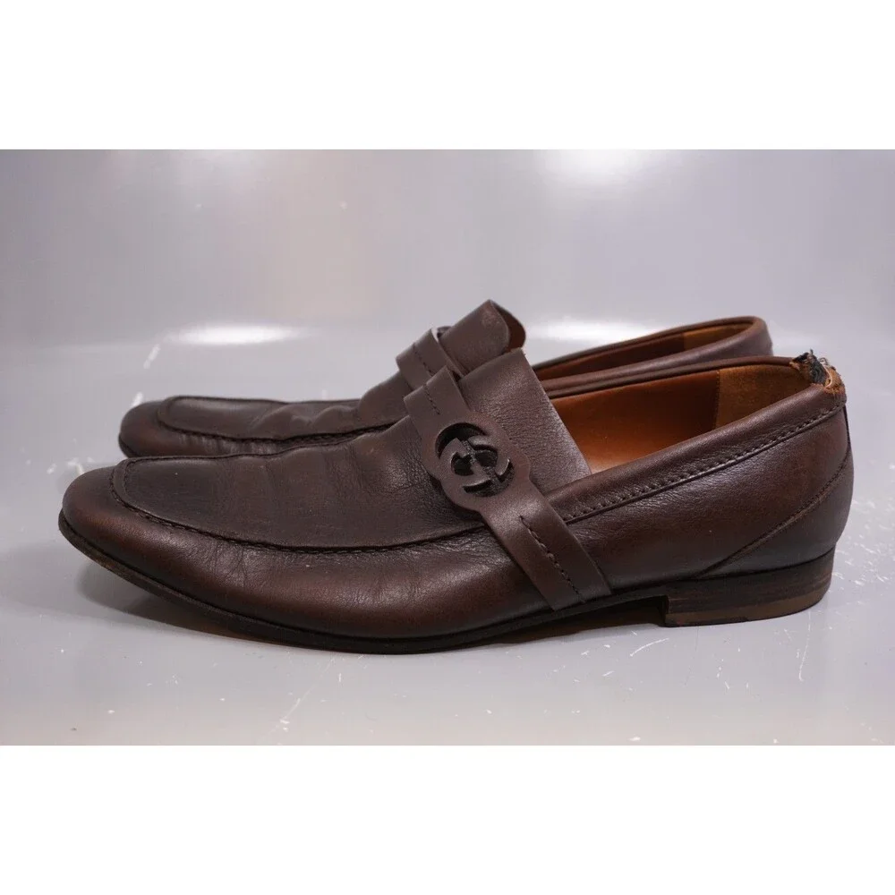 Authentic Gucci GG Donnie Brown Mens Leather Loafer US10 EU43.5 UK9.5 Read - Picture 3 of 9